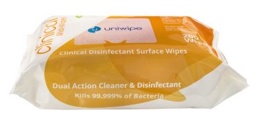 Uniwipe Clinical Anti-Bacterial Surface Wipes 200 PACK