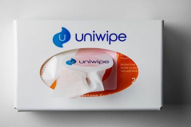 Wall-Mountable dispenser for Uniwipe CLINICAL Anti-Bacterial Wipes