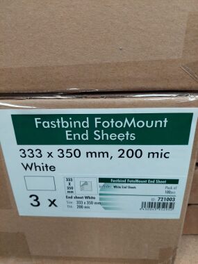 Fastbind Fotomount End Sheets 333 x 350mm White 200mic