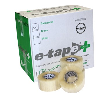 E-tape Plus Packaging Tape 50mm  *FREE DISPENSER WITH FIRST CARTON OF E-TAPE*