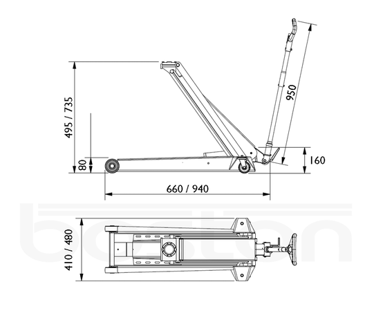 2.0T Mobile Trolley Jack (With Lifting Pedal)