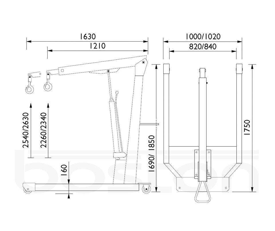 2.5T Hydraulic Engine Crane Boston Garage Equipment
