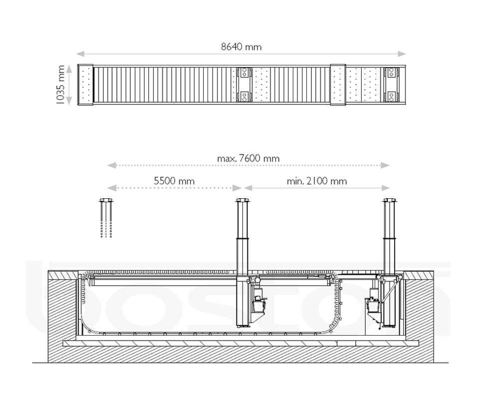 30T In Ground Lift 2 Columns Boston Garage Equipment