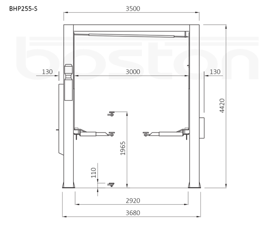 5.5T Twin Ram Hydraulic Two Post Lift