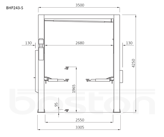 4.3T Twin Ram Hydraulic Two Post Lift