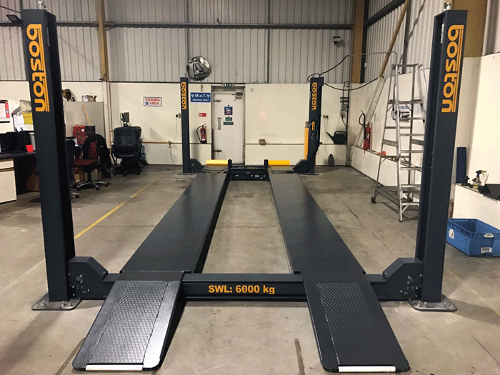 4-post-vehicle-lift-installed-UK-Garage