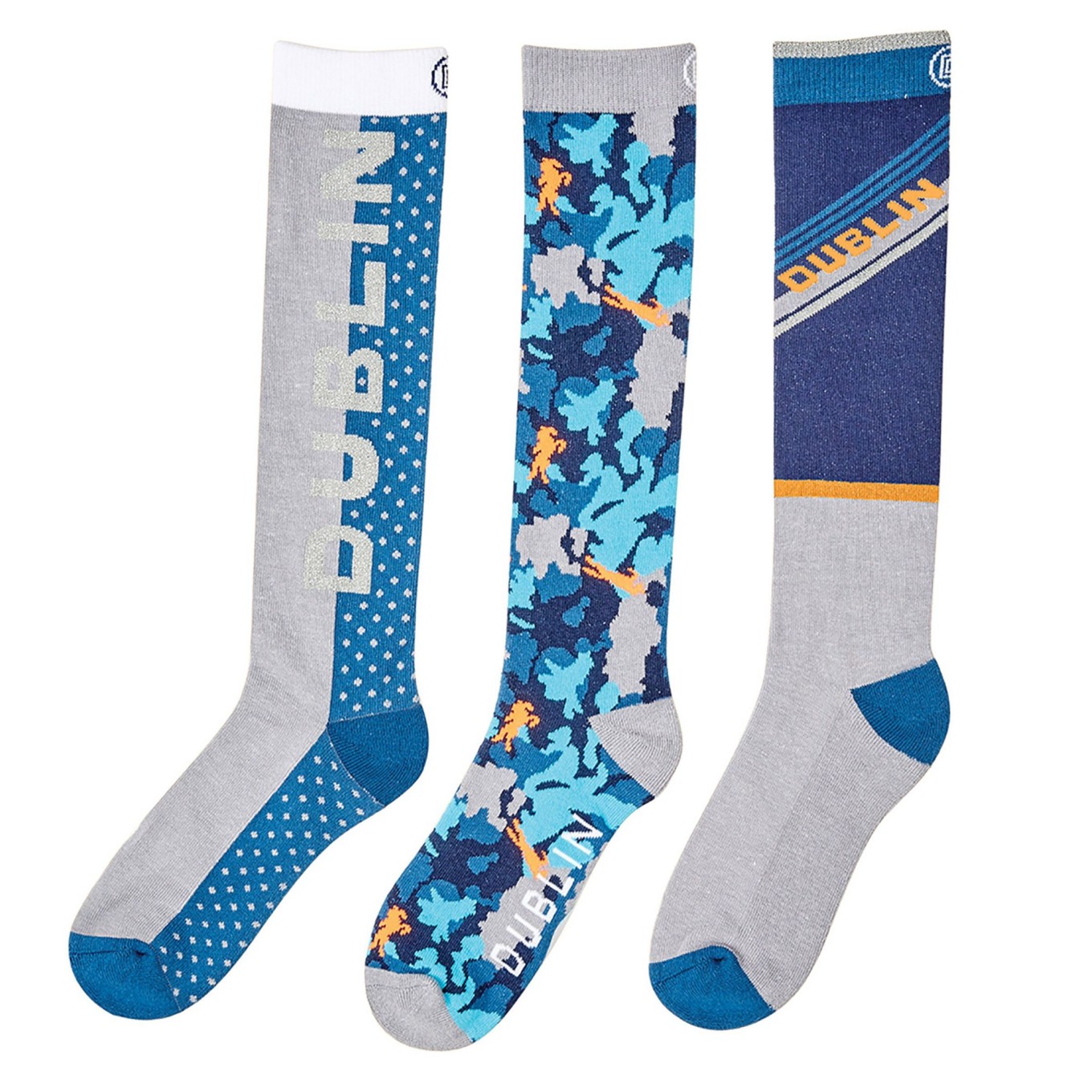 3 pack knee high riding boot socks in stretch cotton nylon. Comes in a..