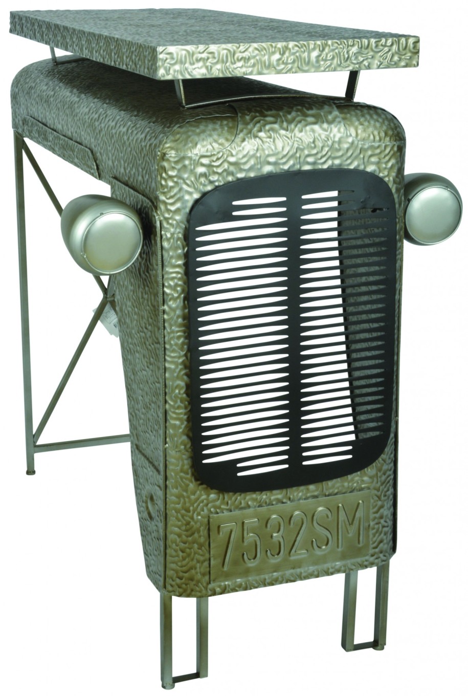 This tough looking table is made in the style of authentic tractors an..