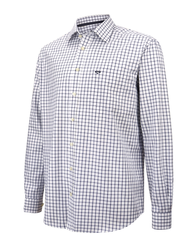 Turnberry Twill Cotton Shirt-White/Navy
