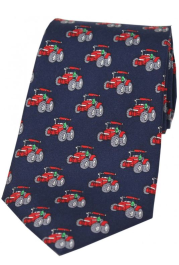 Red Tractor on Navy Background Tie