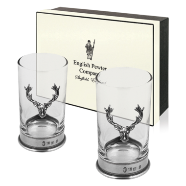 English Pewter Stag Double Hiball Spirit Glass
