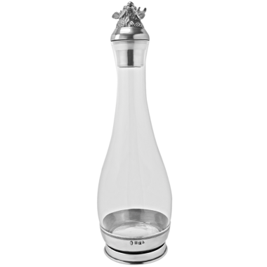 English Pewter Stag Crystal Decanter