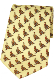 Country Silk Tie - Partridge on Yellow