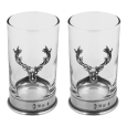 English Pewter Stag Double Hiball Spirit Glass