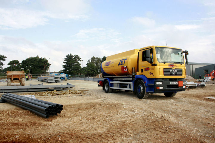 CPS Fuels Delivery Tanker at a Construction Site