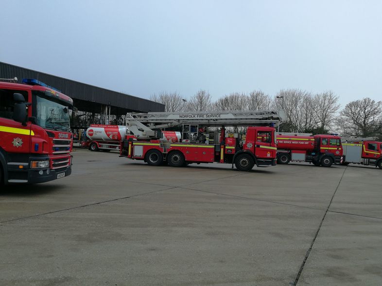 Welders spark fire at heating oil storage depot (Norfolk Fire & Rescue Service Exercise)