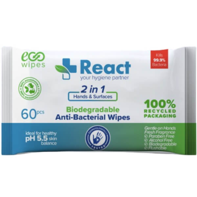 Anti-Bacterial Wipes (Biodegradable & Alcohol Free) 60 Wipes