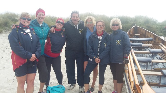 Zoe Stansfield with her gig rowing team at the Scillies 2017