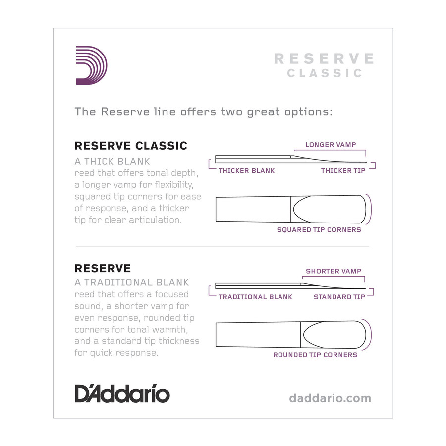 DAddario D'Addario Reserve Classic Bb Clarinet Reeds Box of 10 