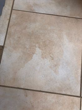 3. Close up of resin stain on porcelain tile