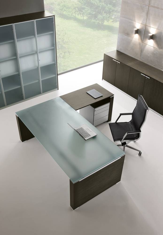 Executive Glass Desk and Return Stream 1600mm x 1800mm Online Reality