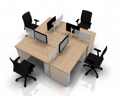 Four Person Desk Arrangement From Reflex 2100mm X 2100mm