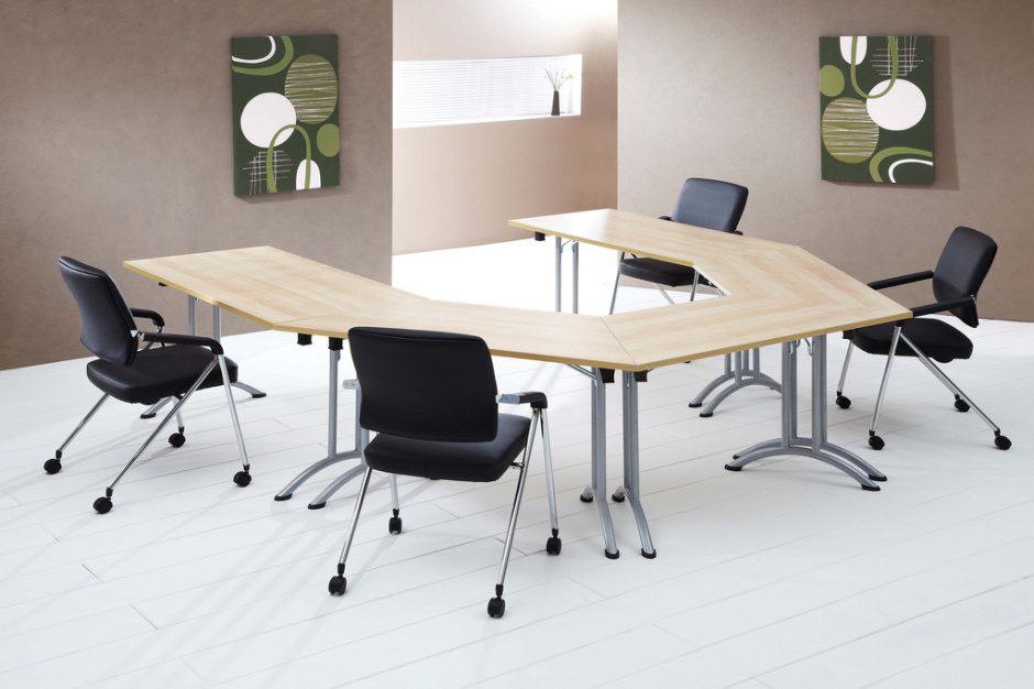 Half Moon Folding Meeting Table Connex 1400mm X 700mm Online Reality