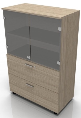 A90 Wooden Cupboard With Wooden Drawers Glass Doors 1360mm