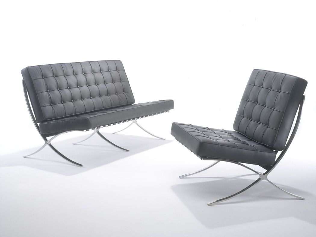 Classic Black Leather Sofas Barcelona 1 seater sofa Online Reality