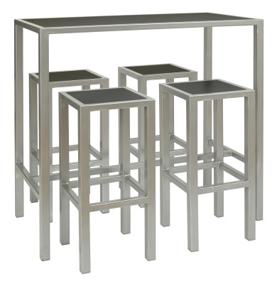 Outdoor Steel High Dining Set Online Reality Trax Outdoor Bar Height Set 2 Brew Rectangular Table 4 X High Stools Black Silver