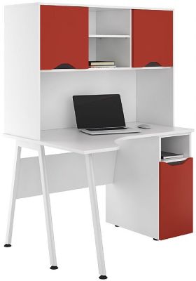 White Aspire Corner Desk Closed Hutch And Cupboard Uclic