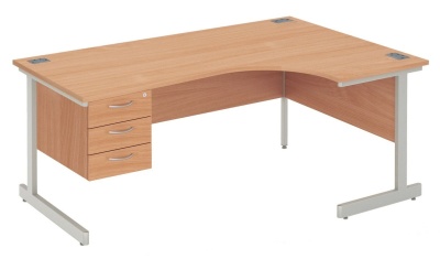 Next Day Abacus Right Hand Corner Desk And Drawers 1600mm