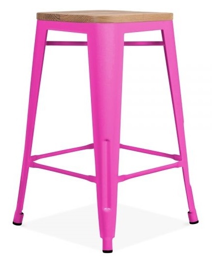 Pink Tolix Style High Stool V2 Online Reality Tollix V2 High Stool In Hot Pink With A Solid Wood Seat 3