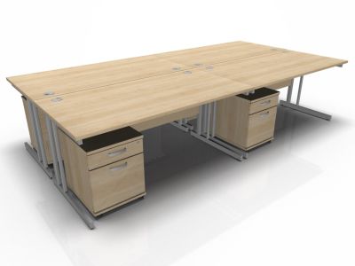 Four Person Desk And Pedestal Bundle Revolution 2400mm X