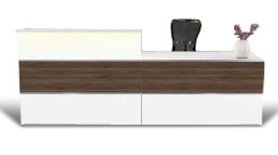 White And Walnut Reception Desk Atlanta 2 Online Reality