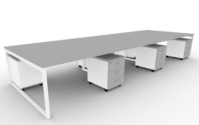6 Person Bench Desk With Pedestal Coda 3 Drawer Coda 6 Person Bench Oak With Pedestal Grey