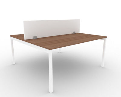 2 Person Bench Desk With Screen Divider Adante Fabric Screen