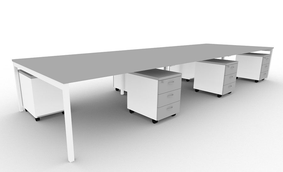 6 Person Bench Desk With Pedestal Adante 3 Drawer Adante 6 Person Bench Desk With Pedestals Grey