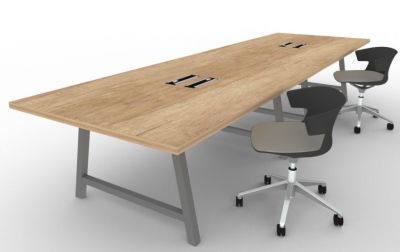 4 Person Industrial Rectangular Office Table Integral 4000mm