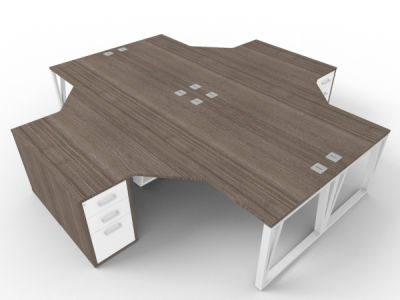 4 Person Corner Bench Desk Cluster Avalon Plus 3200mm X 3200mm