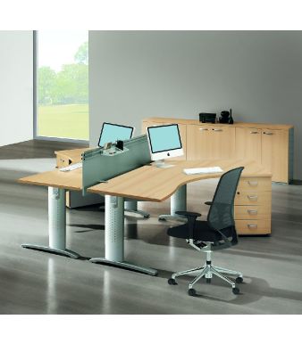 Pentagon Desk with Pedestal Drawers - Vito - left hand - Online Reality