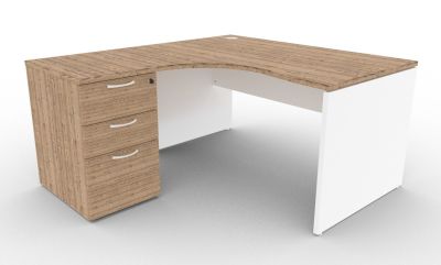 Left Hand Corner Desk And Pedestal Bundle Osmose 1600mm