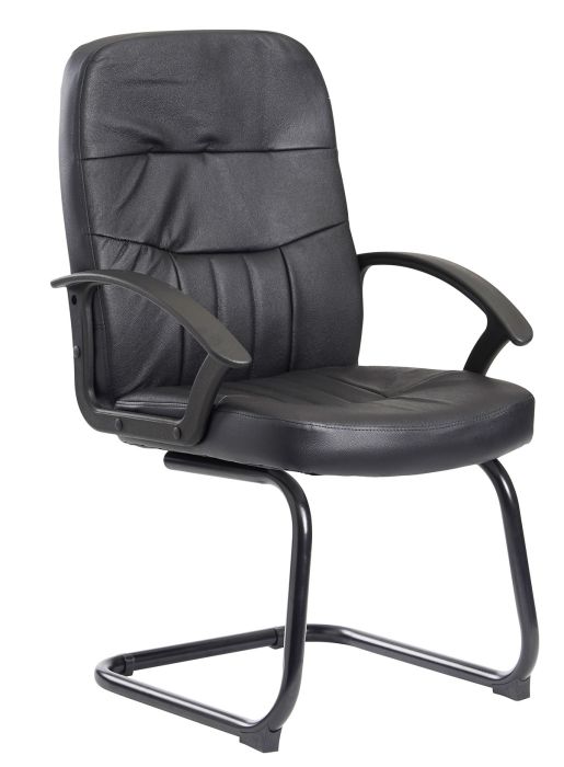 Black Leather Visitors Conference Chair - Stratford ...