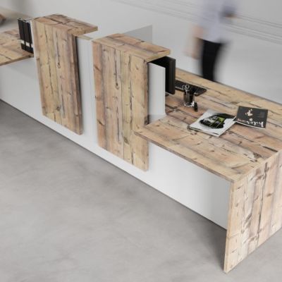 50 50 Reception Desk Timber And White 3600mm Wide Online Reality