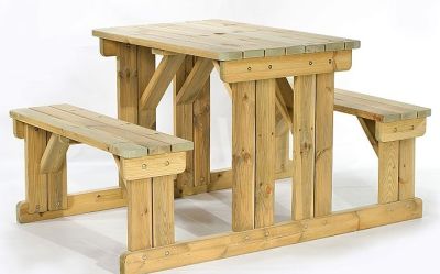 Walk In Wooden Picnic Table 6 Seater Choice of sizes: 4 Seater Easy Access Wood Picnic Benches 6 Seater and 8 Seater Picnic Tables
