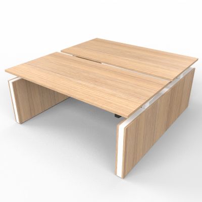 Height Adjustable 2 Person Bench Desk With Sliding Top Panel