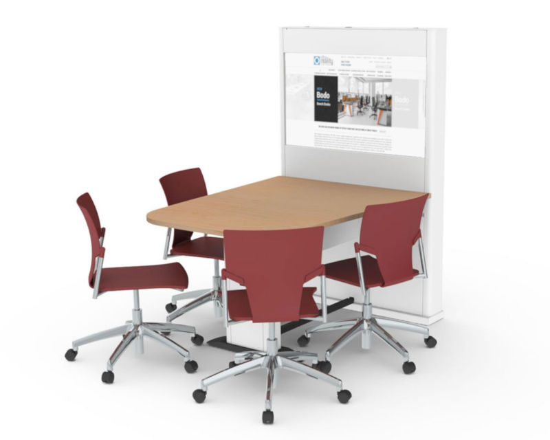 Multimedia Conference Table & Media Wall Unit Focal 4 Seat For 42