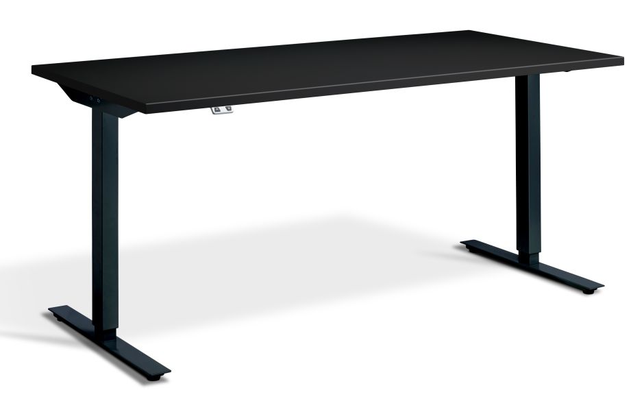 Glass Top Black Height Adjustable Dining Occasional Tables Desks 1600mm x 800mm